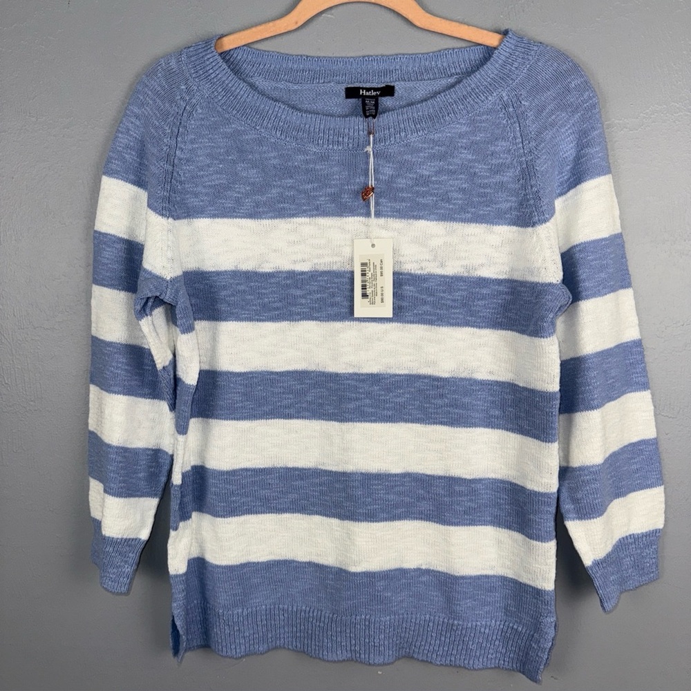 Hatley Sweaters Women’s‎ Medium Mariner Provence Stripes 3/4 Sleeves Knitted
